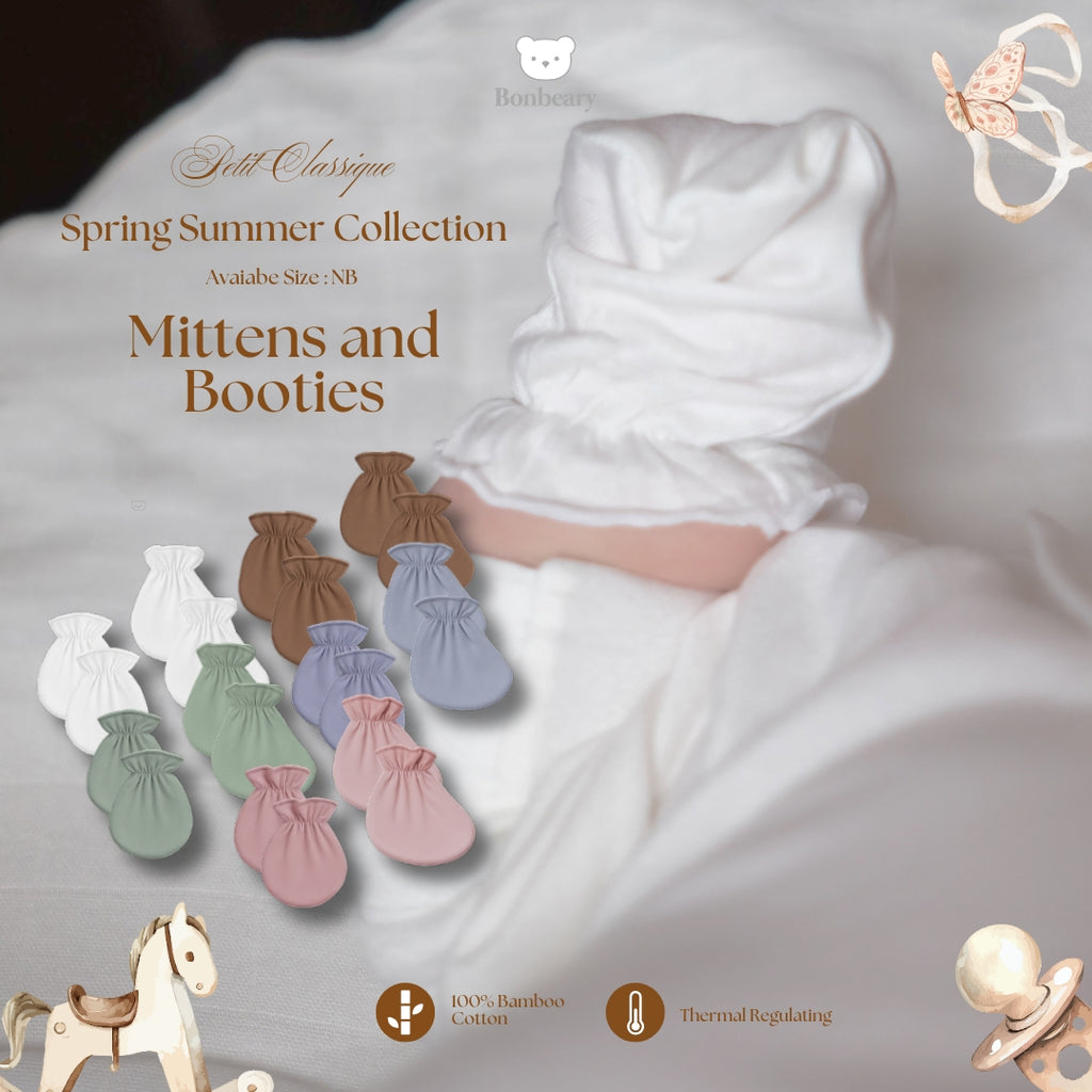 BONBEARY Bamboo Cotton Mittens Booties Newborn (Baby Gloves)