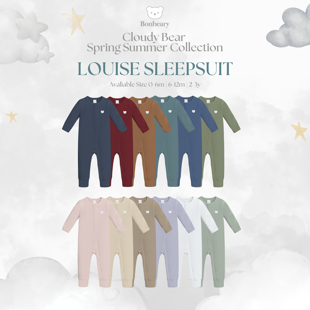 BONBEARY Louise Bamboo Cotton Sleepsuit 0-3y ( Sleepsuit Pajamas/ Baby Sleepwear)