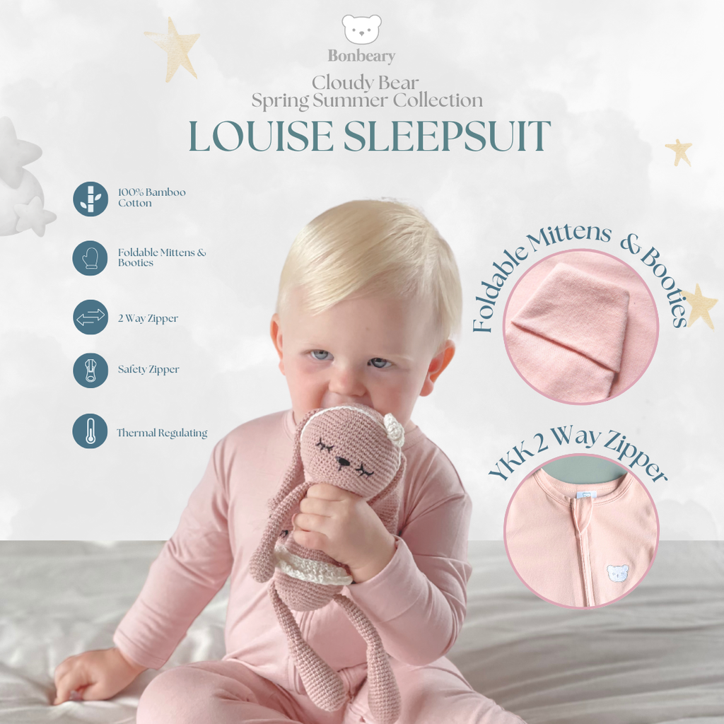 BONBEARY Louise Bamboo Cotton Sleepsuit 0-3y ( Sleepsuit Pajamas/ Baby Sleepwear)