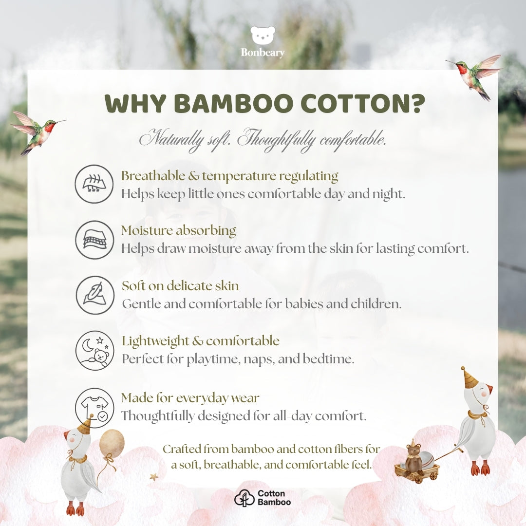 BONBEARY  Baby Sleepsuit Bamboo Cotton Louise (0–2Y) / Jumpsuit Baju Tidur Bayi Newborn Premium