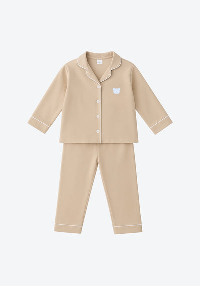 Kayla Button Pyjamas in Beige