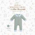 Cora Collar Sleepsuit Two-Tone in Sage