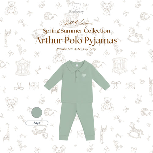 BONBEARY - Bamboo Cotton POLO Pyjamas 1 - 6 years (Bamboo Cotton Pajamas Collar Children'sPOLO Children's Sleepwear/ Children's Sleepwear Set 1 - 6 years) - Petit Classy Arthur Pyjamas