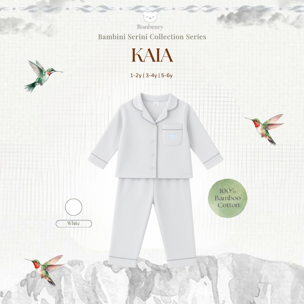 BONBEARY Kaia Bamboo Cotton Long Sleeve Button Pyjamas 1-5 years (Button Pajamas Bamboo Cotton Pajamas/ Baby Kids Sleepwear)