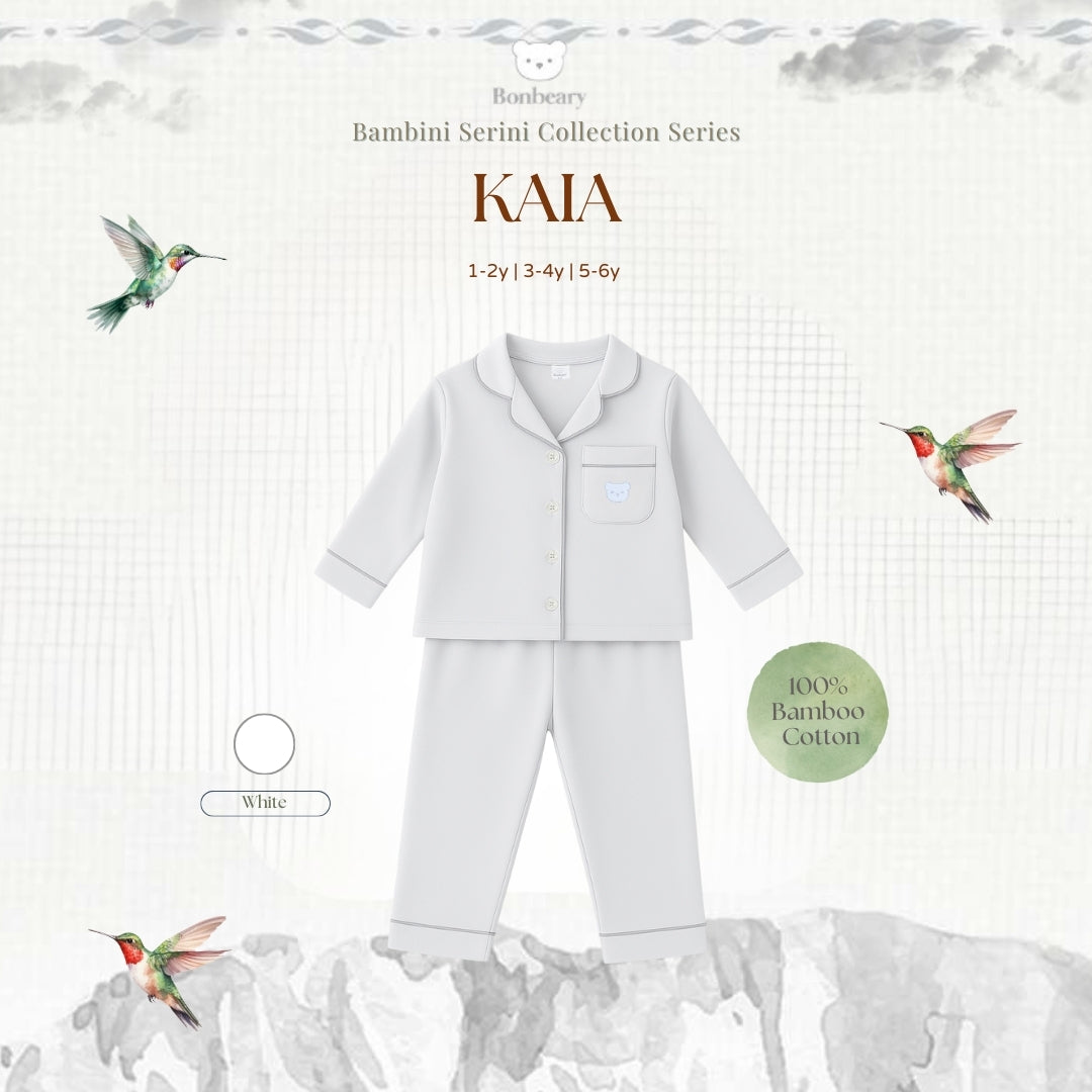 BONBEARY Kaia Bamboo Cotton Long Sleeve Button Pyjamas 1-5 years (Button Pajamas Bamboo Cotton Pajamas/ Baby Kids Sleepwear)