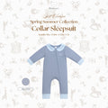 BONBEARY Bamboo Cotton Collar Sleepsuit Twotone 0 - 2 years ( Sleepsuit Jumpsuit Baby Sleepwear/ Children's Bamboo Cotton Sleepwear Set 0 - 2 years) - Petit Classique Cora Sleepsuit Twotone - Petit Classique Cora Sleepsuit Twotone