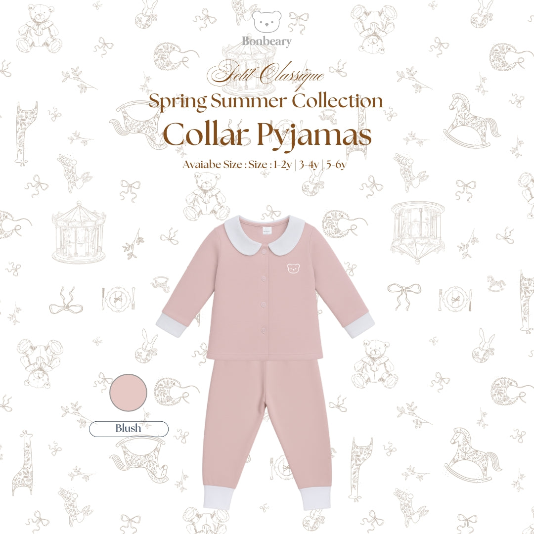 BONBEARY Bamboo Cotton Collar Pyjamas Twotone 1 - 6 years (Bamboo Cotton Children's Collar Pajamas Children's Sleepwear/ Children's Sleepwear Set 1 - 6 years) - Petit Classique Blair Pyjamas Twotone