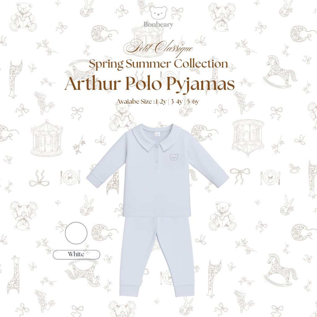BONBEARY - Bamboo Cotton POLO Pyjamas 1 - 6 years (Bamboo Cotton Pajamas Collar Children'sPOLO Children's Sleepwear/ Children's Sleepwear Set 1 - 6 years) - Petit Classy Arthur Pyjamas