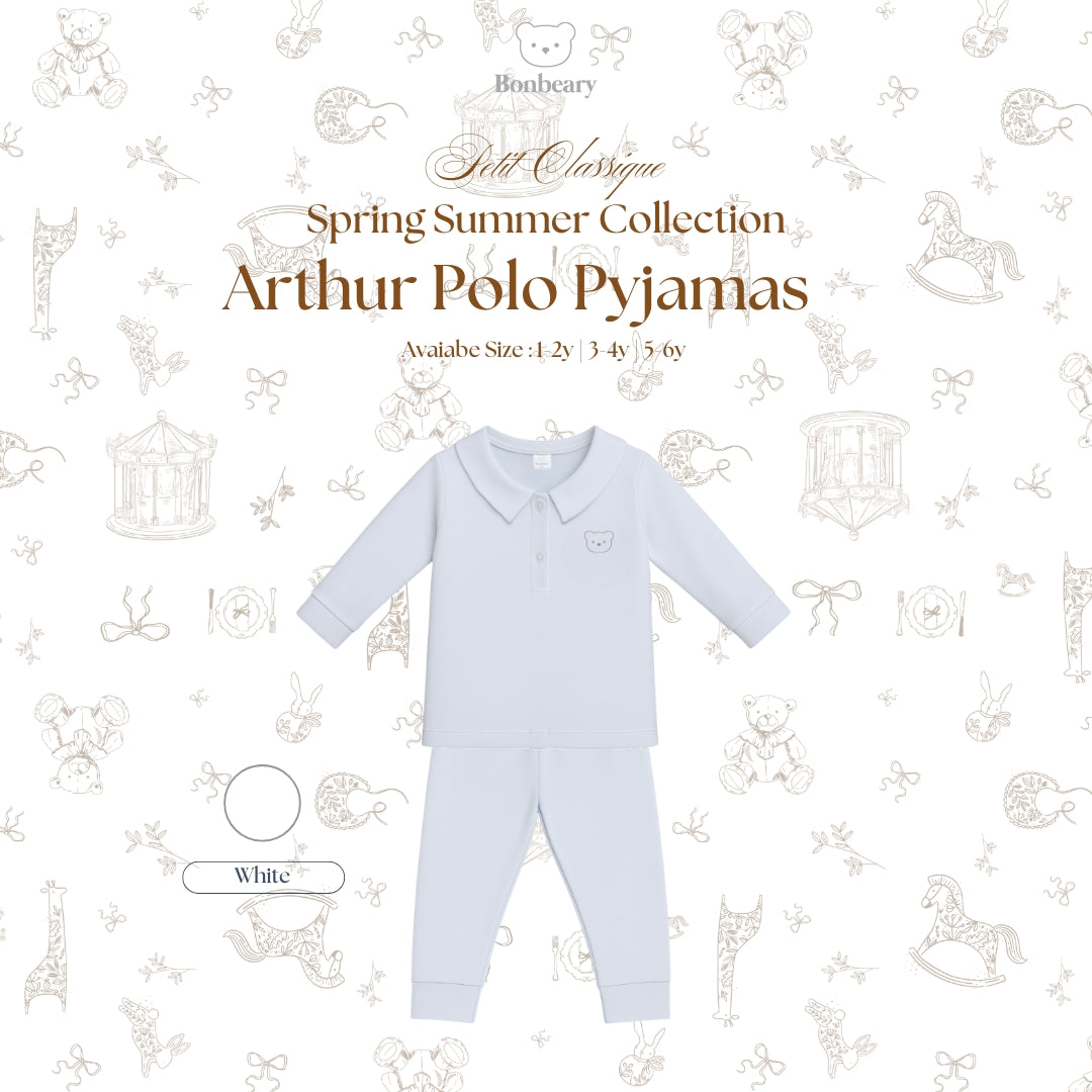BONBEARY - Bamboo Cotton POLO Pyjamas 1 - 6 years (Bamboo Cotton Pajamas Collar Children'sPOLO Children's Sleepwear/ Children's Sleepwear Set 1 - 6 years) - Petit Classy Arthur Pyjamas