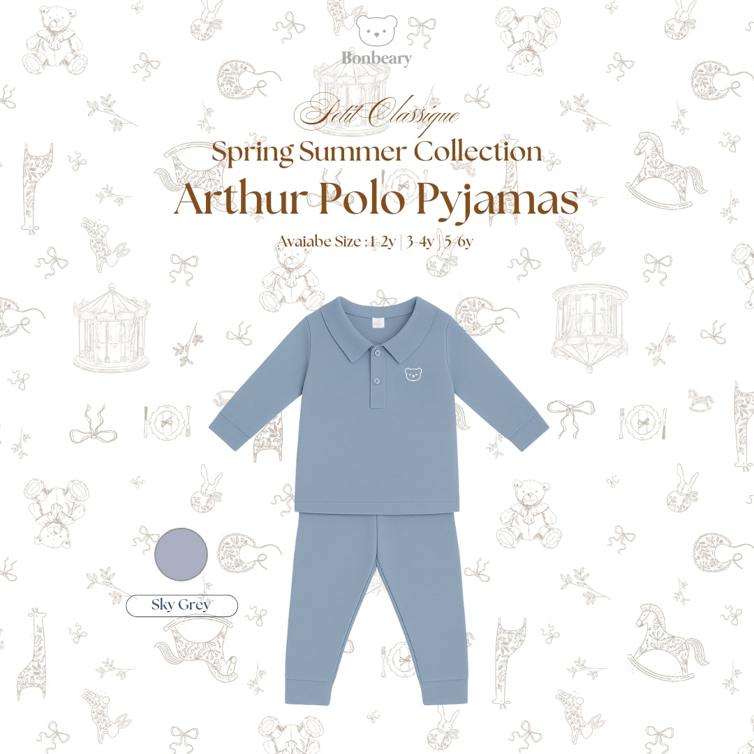 Arthur Polo Pyjamas in Sky Grey