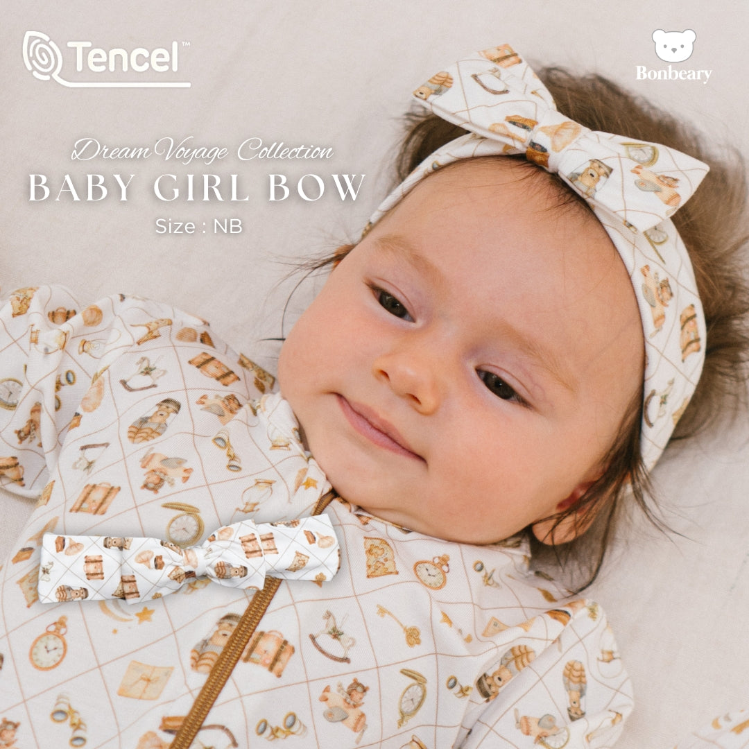 Bonbeary - Girl Bow TENCEL™  - Newborn Baby Ribbon Headband