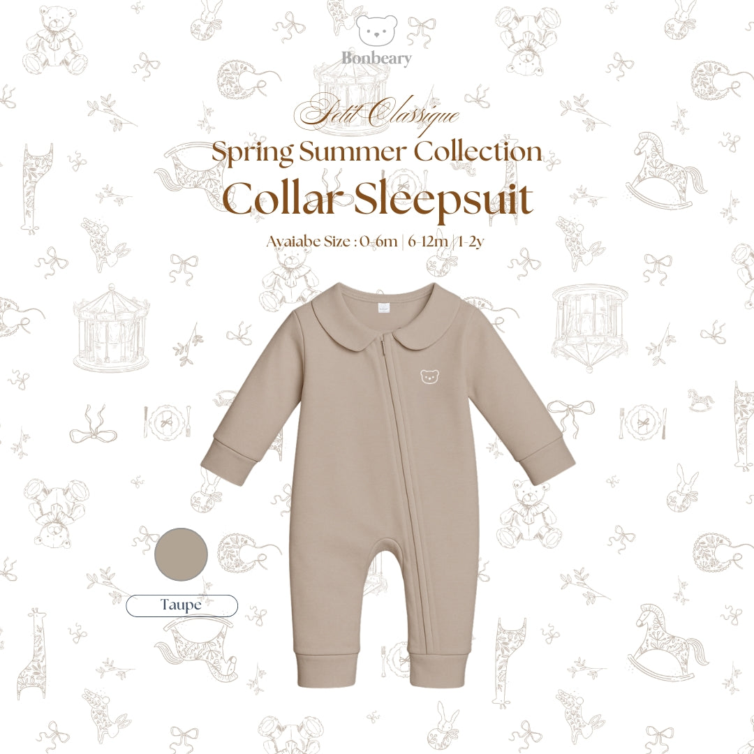 BONBEARY Bamboo Cotton Collar Sleepsuit 0 - 2 years ( Sleepsuit Jumpsuit Pajama/ Baby Sleepwear/ Children's Bamboo Cotton Sleepwear Set 0 - 2 years) - Petit Classic Cora Sleepsuit