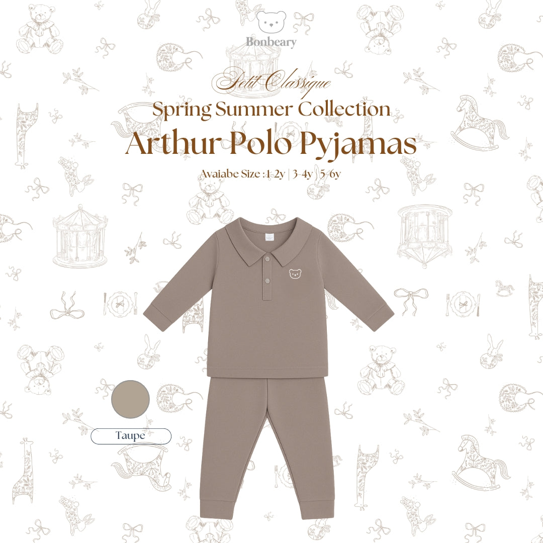 BONBEARY - Bamboo Cotton POLO Pyjamas 1 - 6 years (Bamboo Cotton Pajamas Collar Children'sPOLO Children's Sleepwear/ Children's Sleepwear Set 1 - 6 years) - Petit Classy Arthur Pyjamas