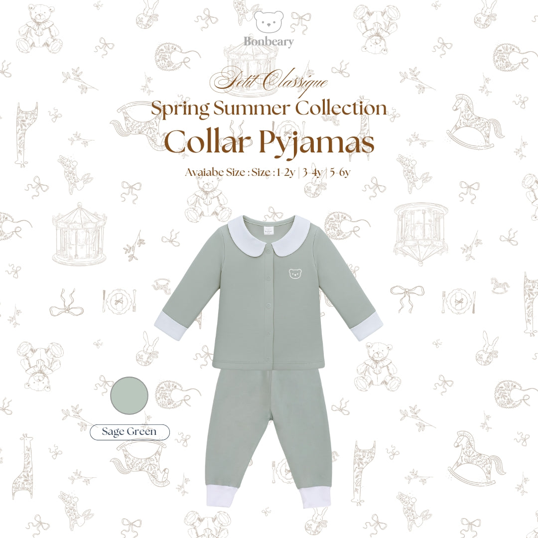 BONBEARY Bamboo Cotton Collar Pyjamas Twotone 1 - 6 years (Bamboo Cotton Children's Collar Pajamas Children's Sleepwear/ Children's Sleepwear Set 1 - 6 years) - Petit Classique Blair Pyjamas Twotone