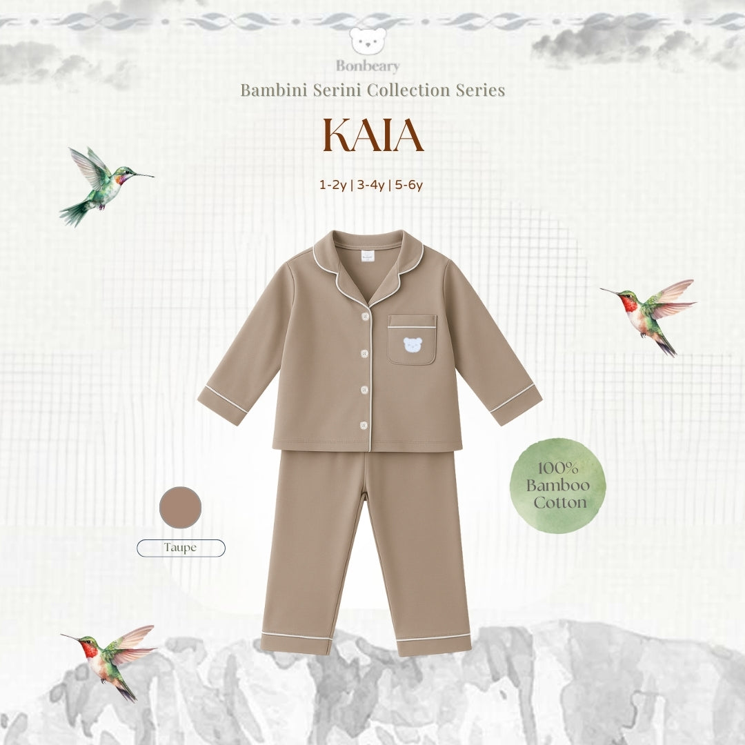 BONBEARY Kaia Bamboo Cotton Long Sleeve Button Pyjamas 1-5 years (Button Pajamas Bamboo Cotton Pajamas/ Baby Kids Sleepwear)