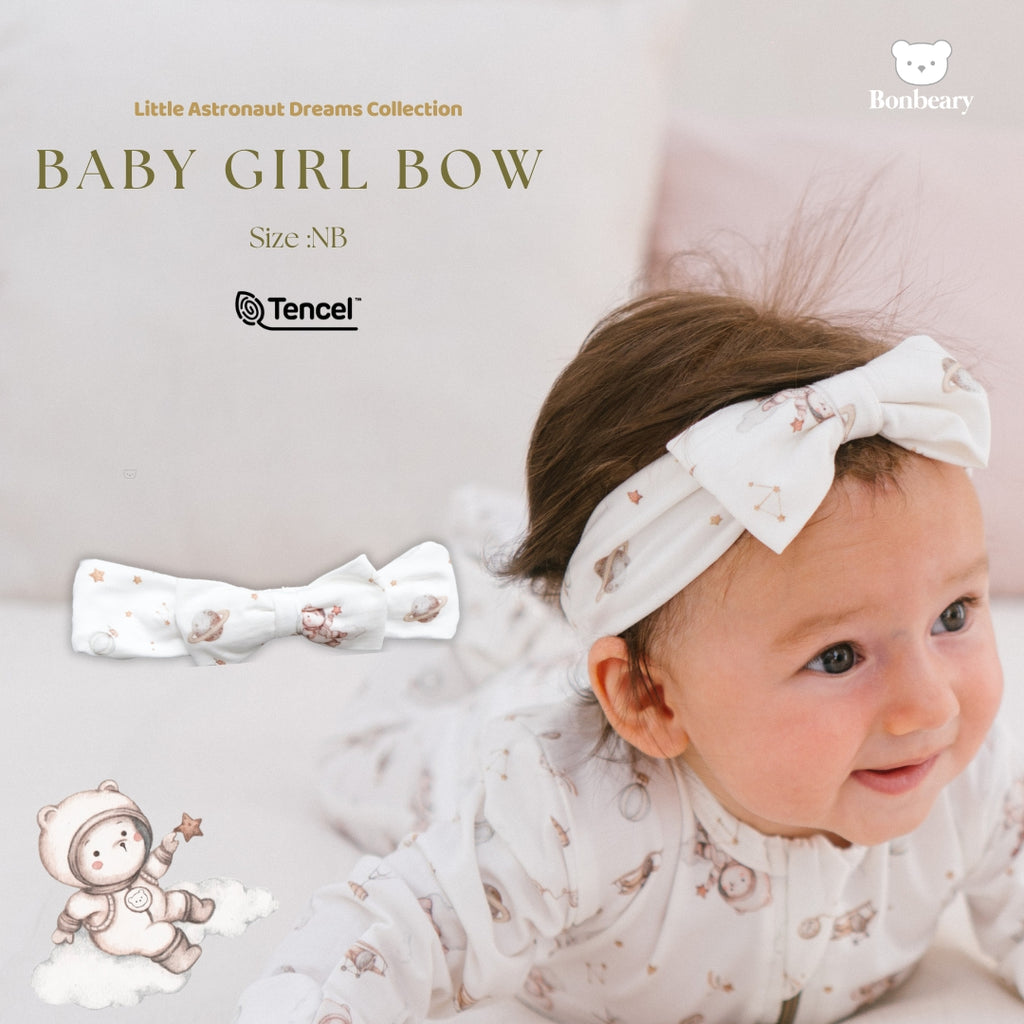 Bonbeary - Girl Bow TENCEL™  - Newborn Baby Ribbon Headband