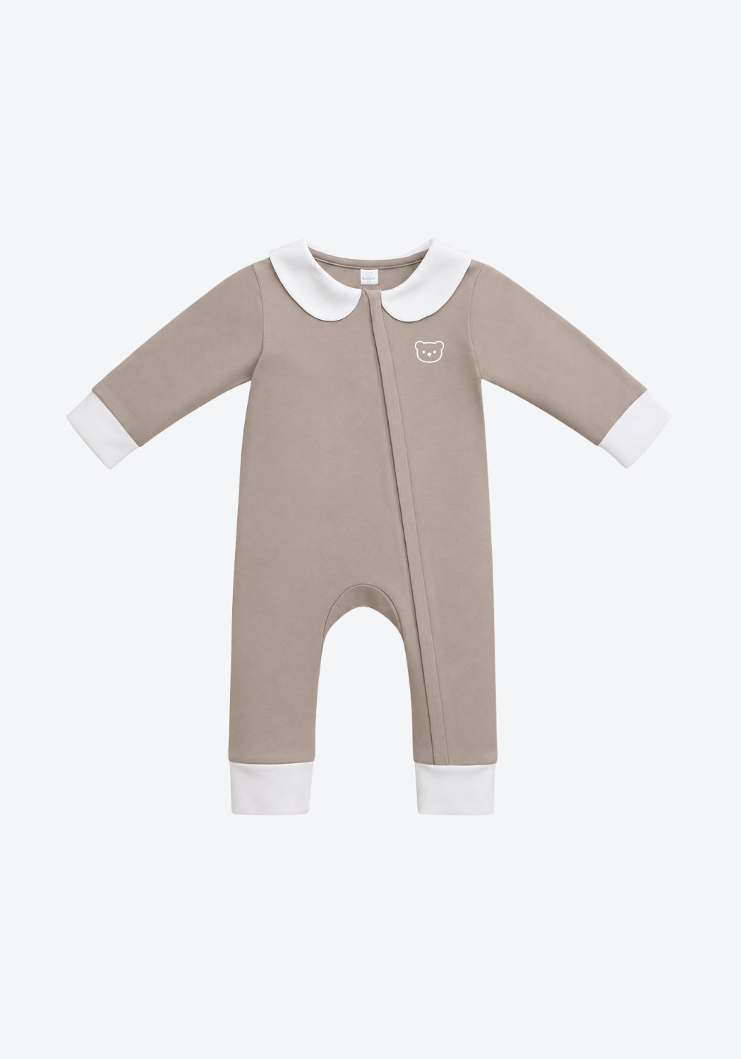 Cora Collar Sleepsuit Two-Tone in Taupe
