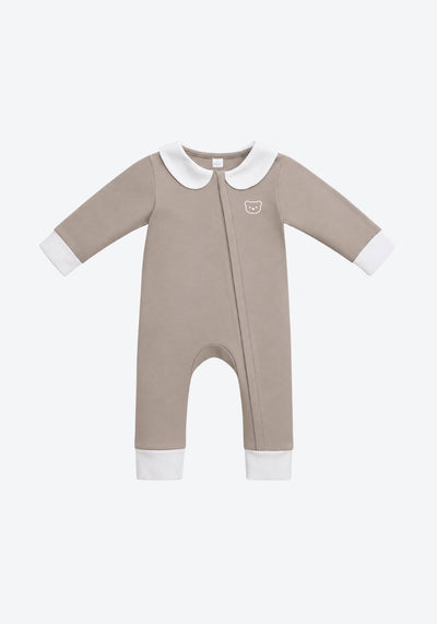 Cora Collar Sleepsuit Two-Tone in Taupe
