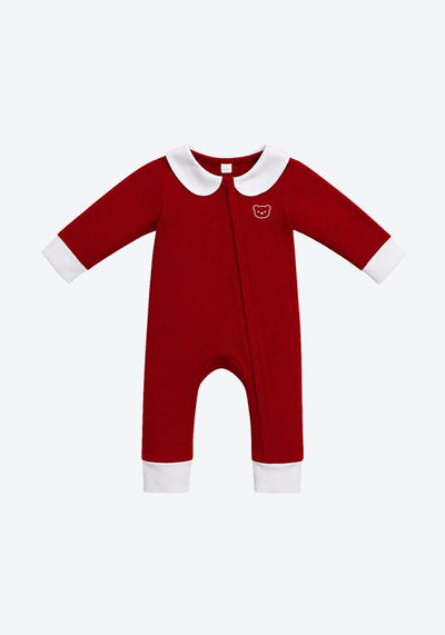 Cora Collar Sleepsuit Two-Tone in Royal Maroon