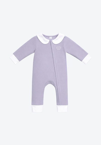 Cora Collar Sleepsuit Two-Tone in Sky Grey