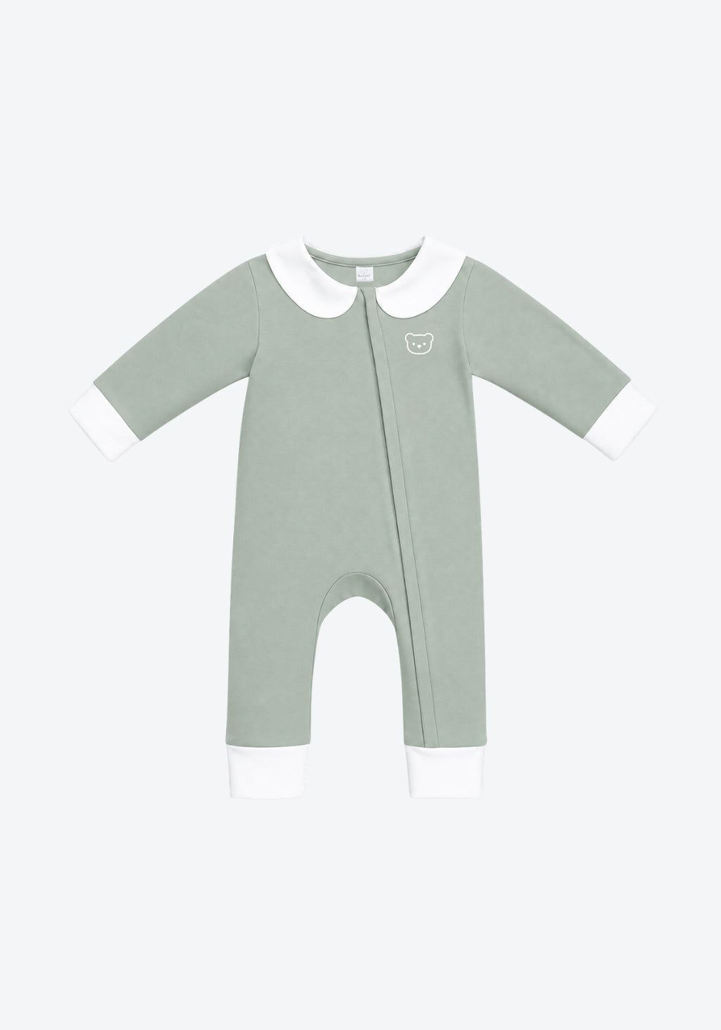 Cora Collar Sleepsuit Two-Tone in Sage