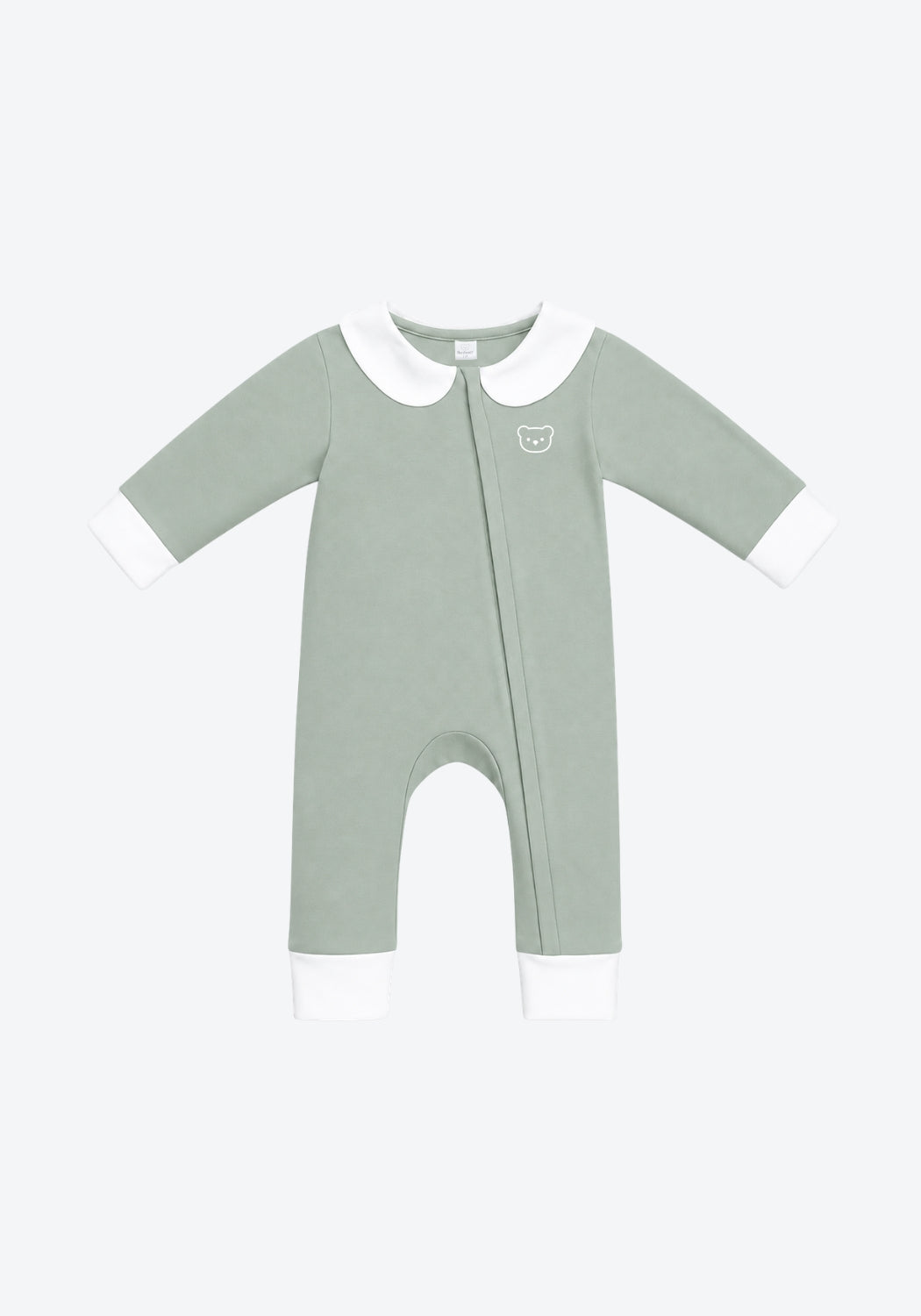Cora Collar Sleepsuit Two-Tone in Sage