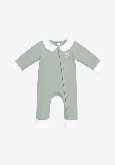 Cora Collar Sleepsuit Two-Tone in Sage