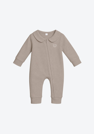 Cora Collar Sleepsuit in Taupe