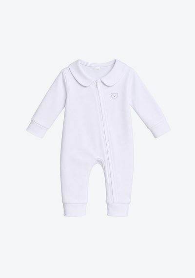 Cora Collar Sleepsuit in White