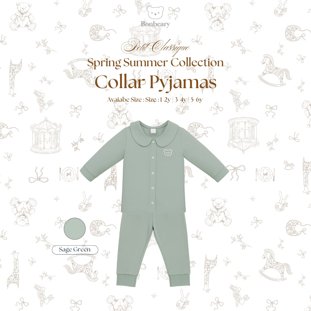 BONBEARY Bamboo Cotton Collar Pyjamas 1 - 6 years (Bamboo Cotton Children's Collar Pyjamas / Children's Sleepwear / Children's Sleepwear Sets 1 - 6 years) - Petit Classique Blair Pyjamas