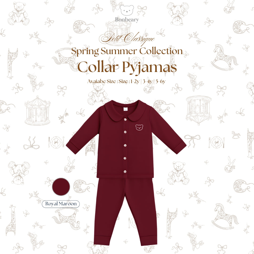 BONBEARY Bamboo Cotton Collar Pyjamas 1 - 6 years (Bamboo Cotton Children's Collar Pyjamas / Children's Sleepwear / Children's Sleepwear Sets 1 - 6 years) - Petit Classique Blair Pyjamas