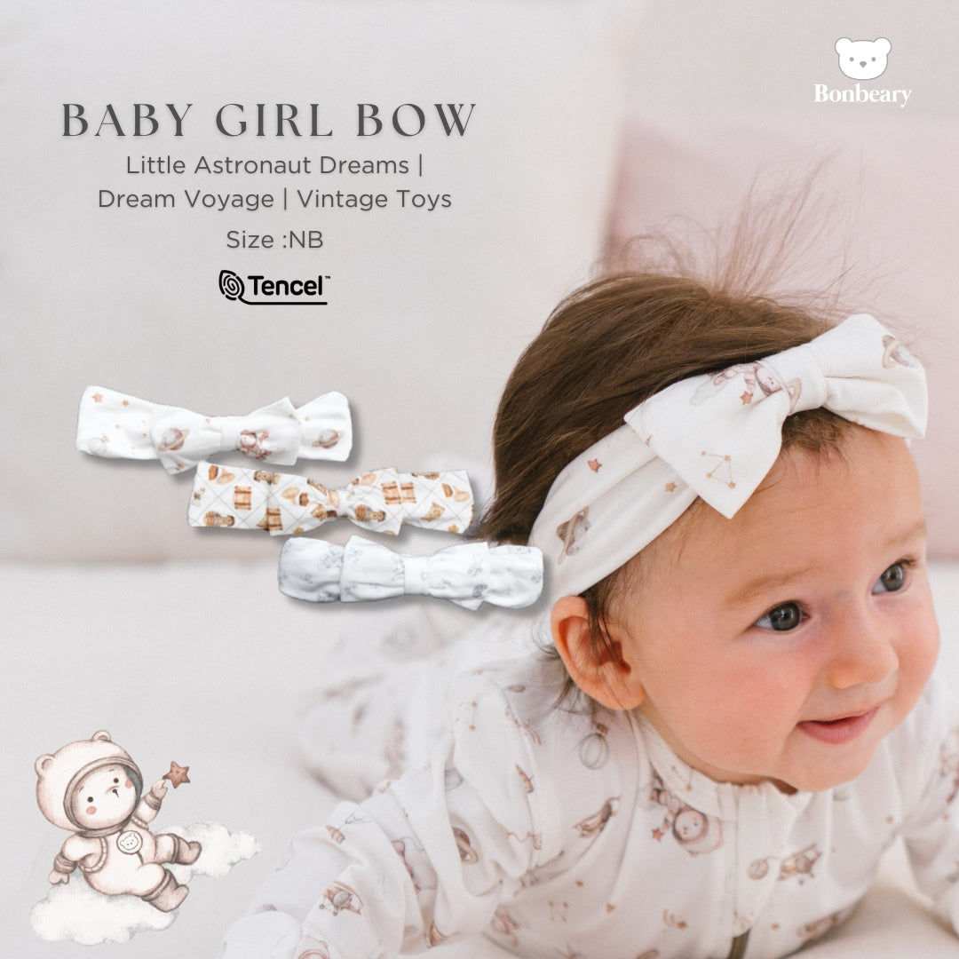 Bonbeary - Girl Bow TENCEL™  - Newborn Baby Ribbon Headband