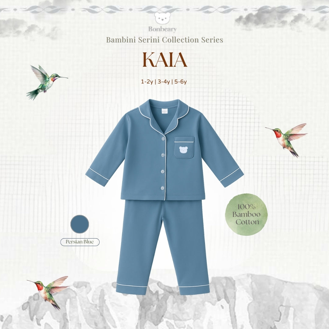 BONBEARY Kaia Bamboo Cotton Long Sleeve Button Pyjamas 1-5 years (Button Pajamas Bamboo Cotton Pajamas/ Baby Kids Sleepwear)