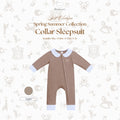 Cora Collar Sleepsuit Two-Tone in Taupe