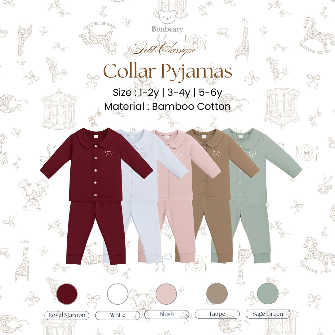 BONBEARY Bamboo Cotton Collar Pyjamas 1 - 6 years (Bamboo Cotton Children's Collar Pyjamas / Children's Sleepwear / Children's Sleepwear Sets 1 - 6 years) - Petit Classique Blair Pyjamas