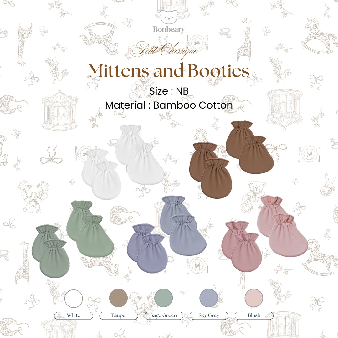 BONBEARY Bamboo Cotton Mittens Booties Newborn (Baby Gloves)