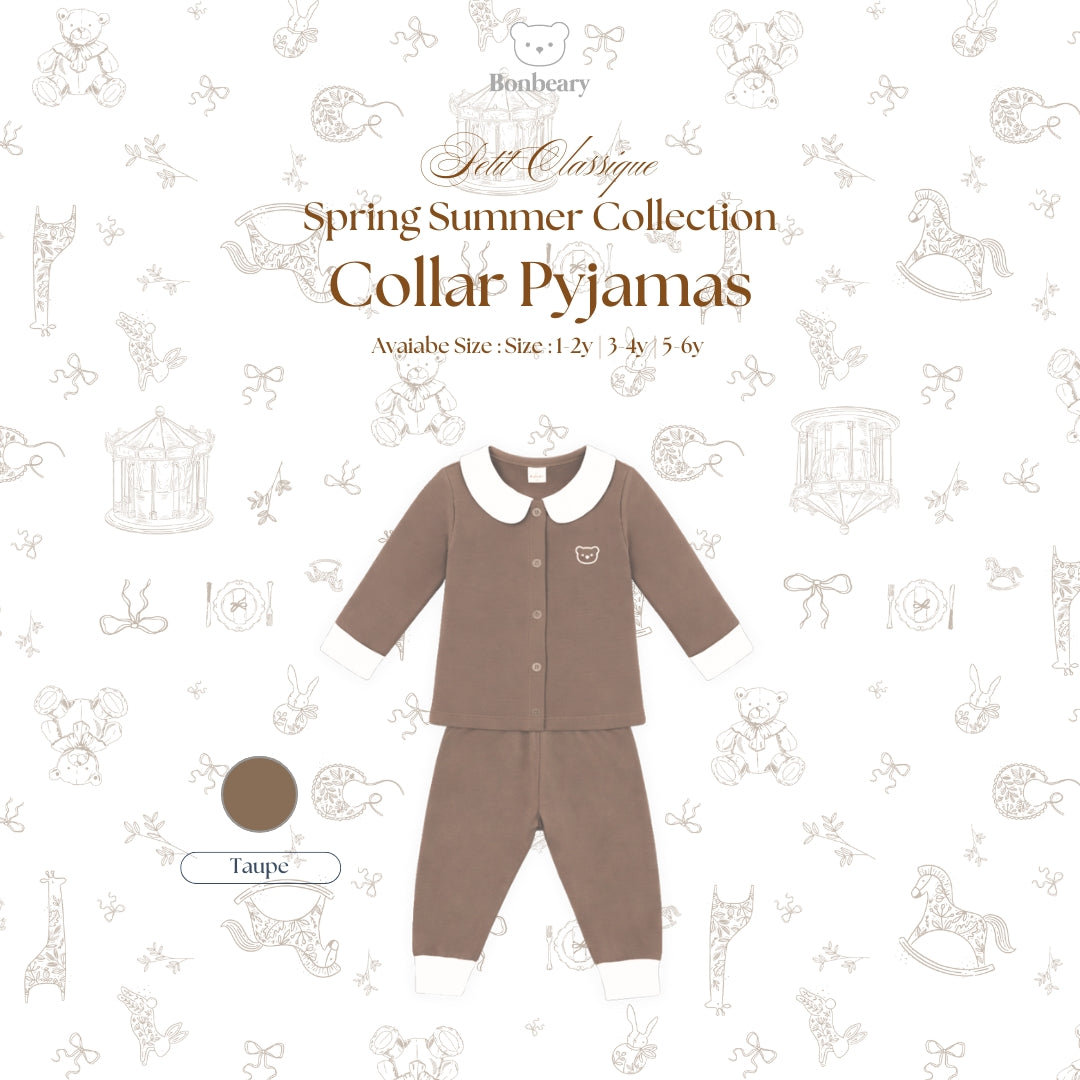 BONBEARY Bamboo Cotton Collar Pyjamas Twotone 1 - 6 years (Bamboo Cotton Children's Collar Pajamas Children's Sleepwear/ Children's Sleepwear Set 1 - 6 years) - Petit Classique Blair Pyjamas Twotone