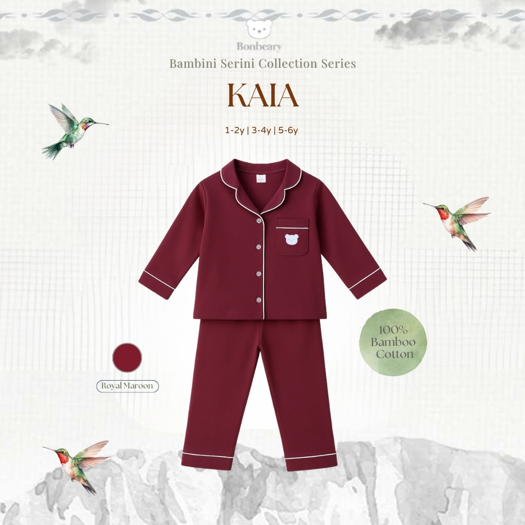 BONBEARY Kaia Bamboo Cotton Long Sleeve Button Pyjamas 1-5 years (Button Pajamas Bamboo Cotton Pajamas/ Baby Kids Sleepwear)
