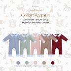 BONBEARY Bamboo Cotton Collar Sleepsuit Twotone 0 - 2 years ( Sleepsuit Jumpsuit Baby Sleepwear/ Children's Bamboo Cotton Sleepwear Set 0 - 2 years) - Petit Classique Cora Sleepsuit Twotone - Petit Classique Cora Sleepsuit Twotone
