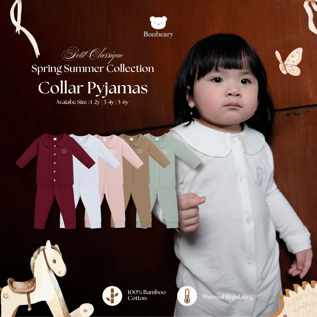 BONBEARY Bamboo Cotton Collar Pyjamas 1 - 6 years (Bamboo Cotton Children's Collar Pyjamas / Children's Sleepwear / Children's Sleepwear Sets 1 - 6 years) - Petit Classique Blair Pyjamas