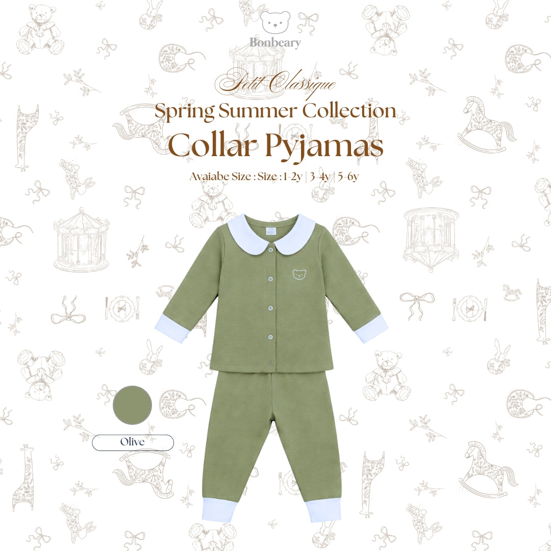 BONBEARY Bamboo Cotton Collar Pyjamas Twotone 1 - 6 years (Bamboo Cotton Children's Collar Pajamas Children's Sleepwear/ Children's Sleepwear Set 1 - 6 years) - Petit Classique Blair Pyjamas Twotone