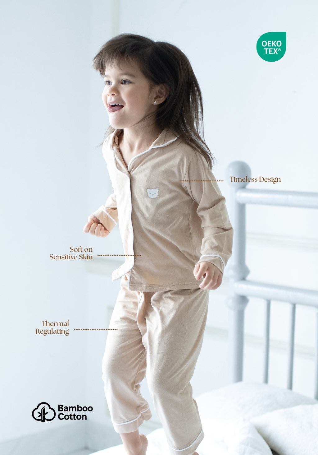 Kayla Button Pyjamas in Sky Grey