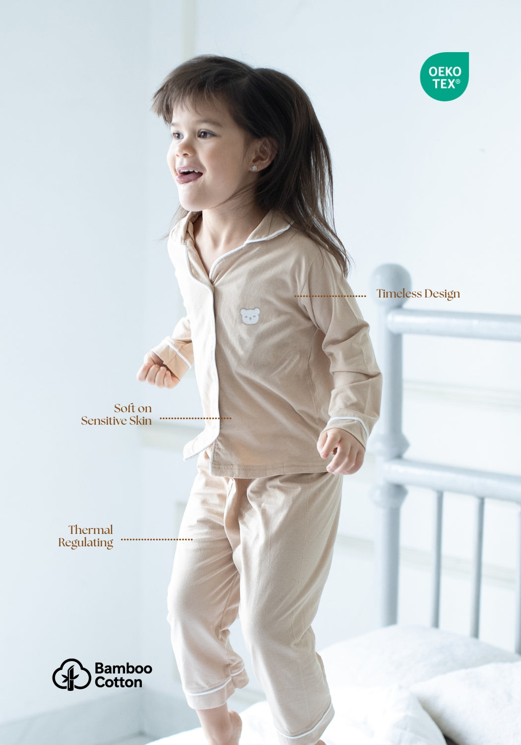 Kayla Button Pyjamas in Sky Grey