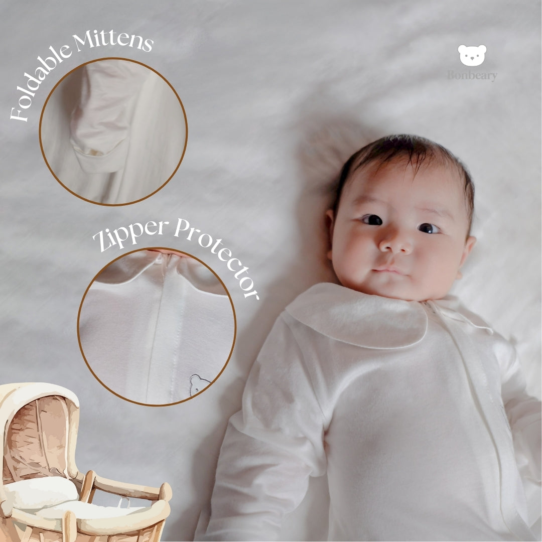 BONBEARY Bamboo Cotton Collar Sleepsuit 0 - 2 years ( Sleepsuit Jumpsuit Pajama/ Baby Sleepwear/ Children's Bamboo Cotton Sleepwear Set 0 - 2 years) - Petit Classic Cora Sleepsuit