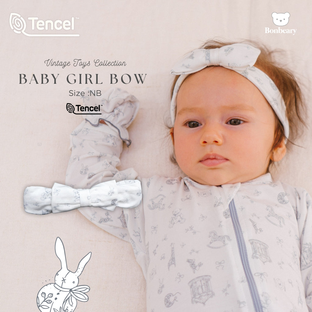 Bonbeary - Girl Bow TENCEL™  - Newborn Baby Ribbon Headband