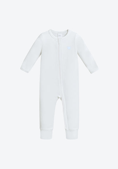 Bonbeary Louise Bamboo Cotton Baby Sleepsuit in White (0–2 Years)