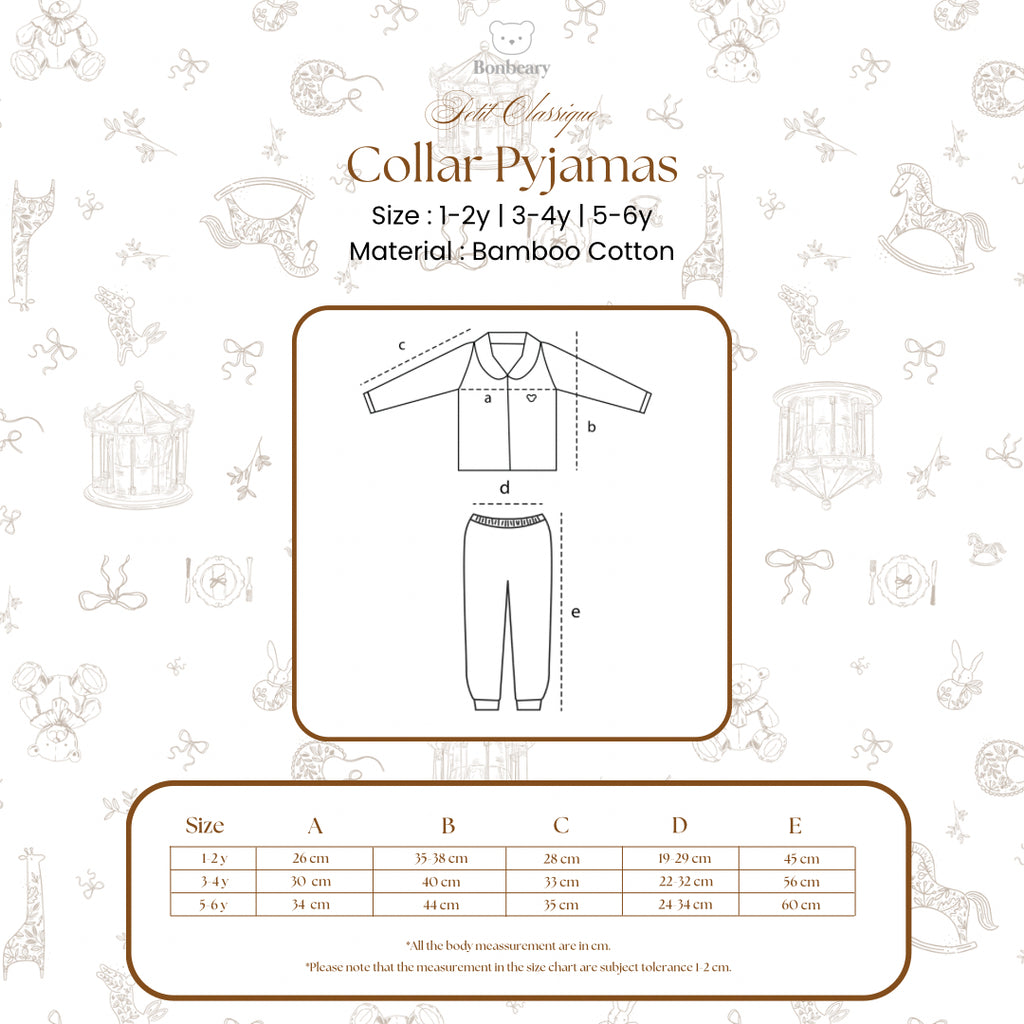 BONBEARY Bamboo Cotton Collar Pyjamas Twotone 1 - 6 years (Bamboo Cotton Children's Collar Pajamas Children's Sleepwear/ Children's Sleepwear Set 1 - 6 years) - Petit Classique Blair Pyjamas Twotone