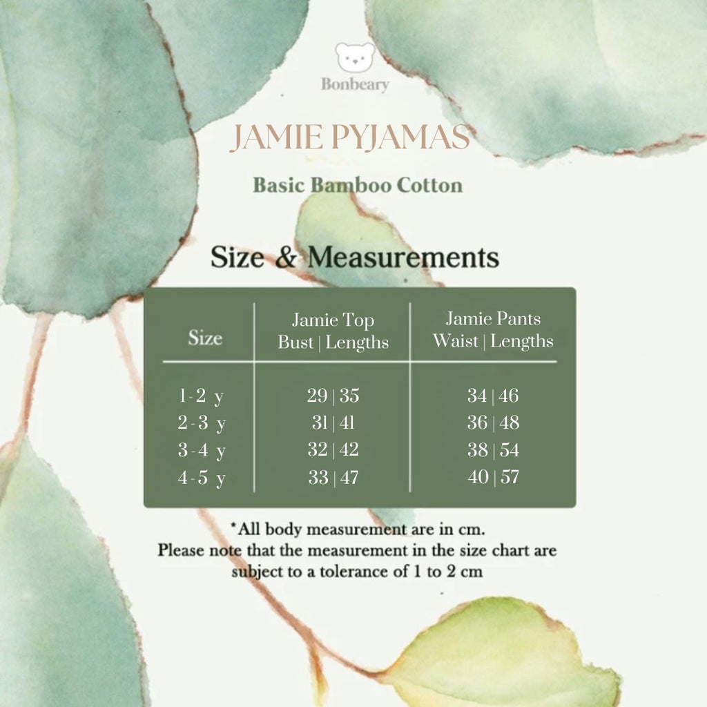BONBEARY Jamie Pyjamas Bamboo Set 1-5yrs (Children's Pajamas Children's Sleepwear/ Children's Sleepwear Set)
