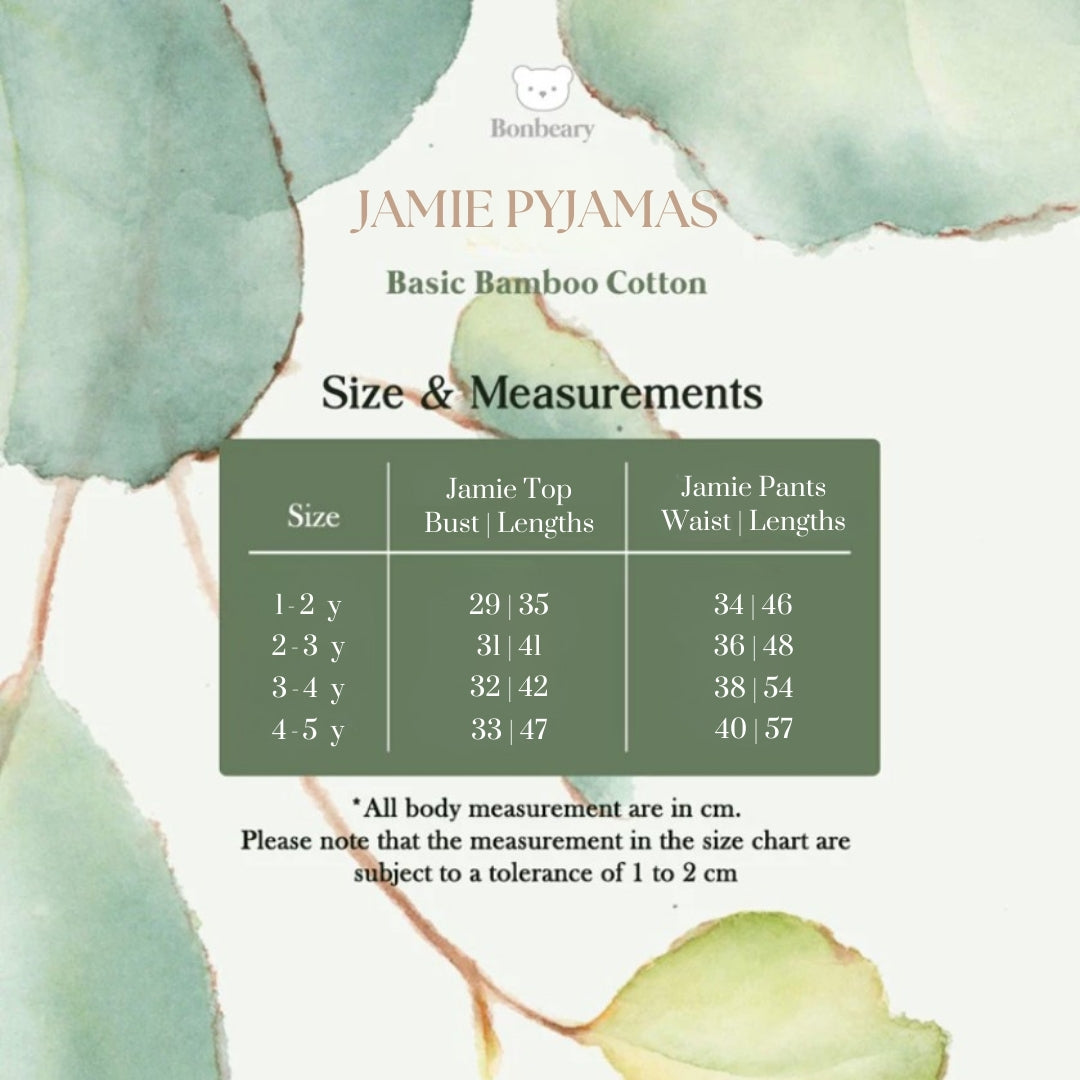 BONBEARY Jamie Pyjamas Bamboo Set 1-5yrs (Children's Pajamas Children's Sleepwear/ Children's Sleepwear Set)