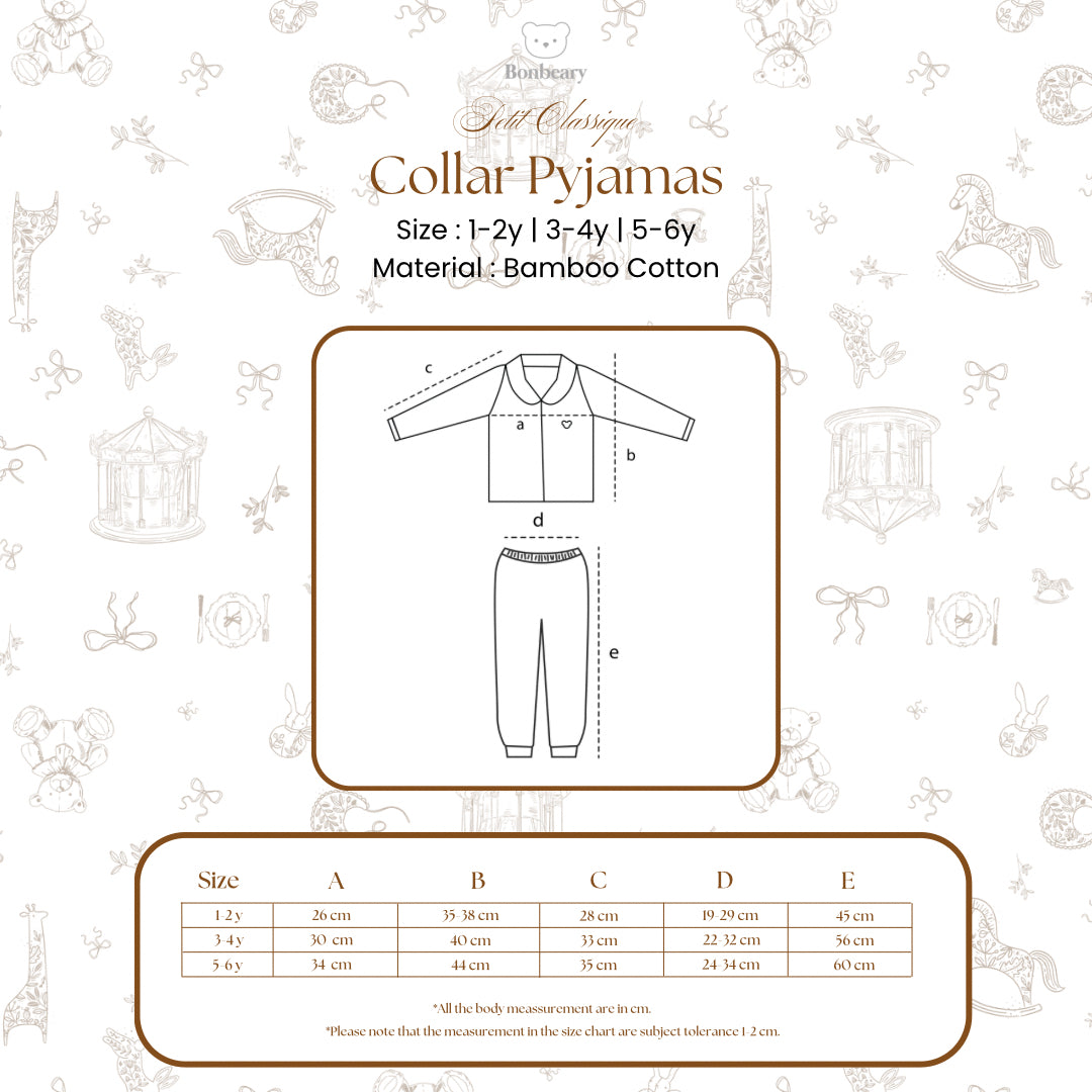 BONBEARY Bamboo Cotton Collar Pyjamas 1 - 6 years (Bamboo Cotton Children's Collar Pyjamas / Children's Sleepwear / Children's Sleepwear Sets 1 - 6 years) - Petit Classique Blair Pyjamas